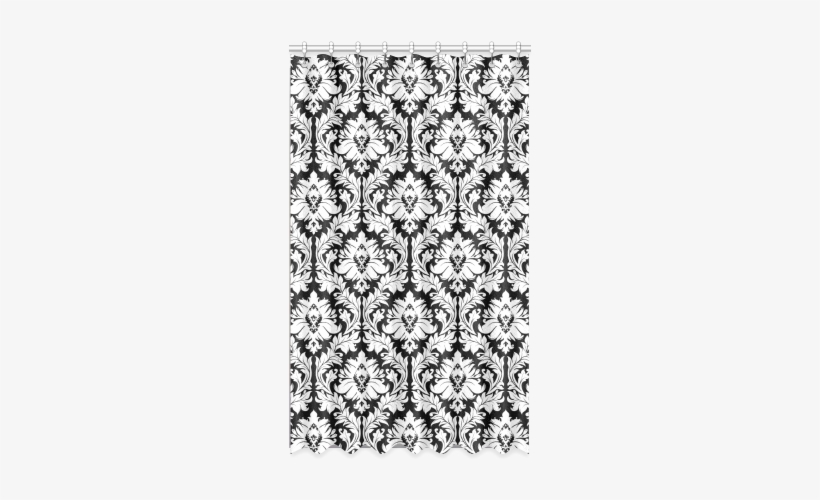 Damask Pattern Black And White Window Curtain 50" X - Dark Blue Damask Twin Duvet, transparent png download