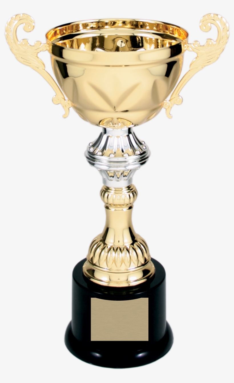 Gold Metal Corporate Cup Trophy On A Black Marble Base - Trophy Cup, transparent png download