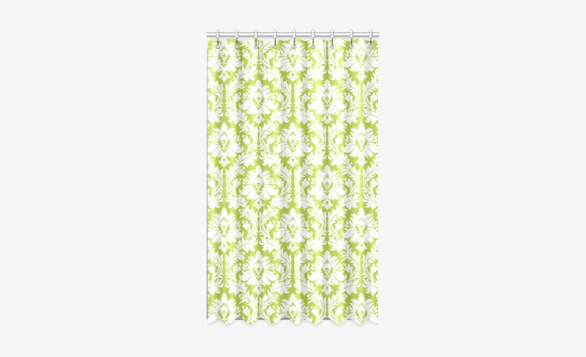 Damask Pattern Spring Green And White Window Curtain - Home&family Creative Home Ideas Teal Turquoise, transparent png download