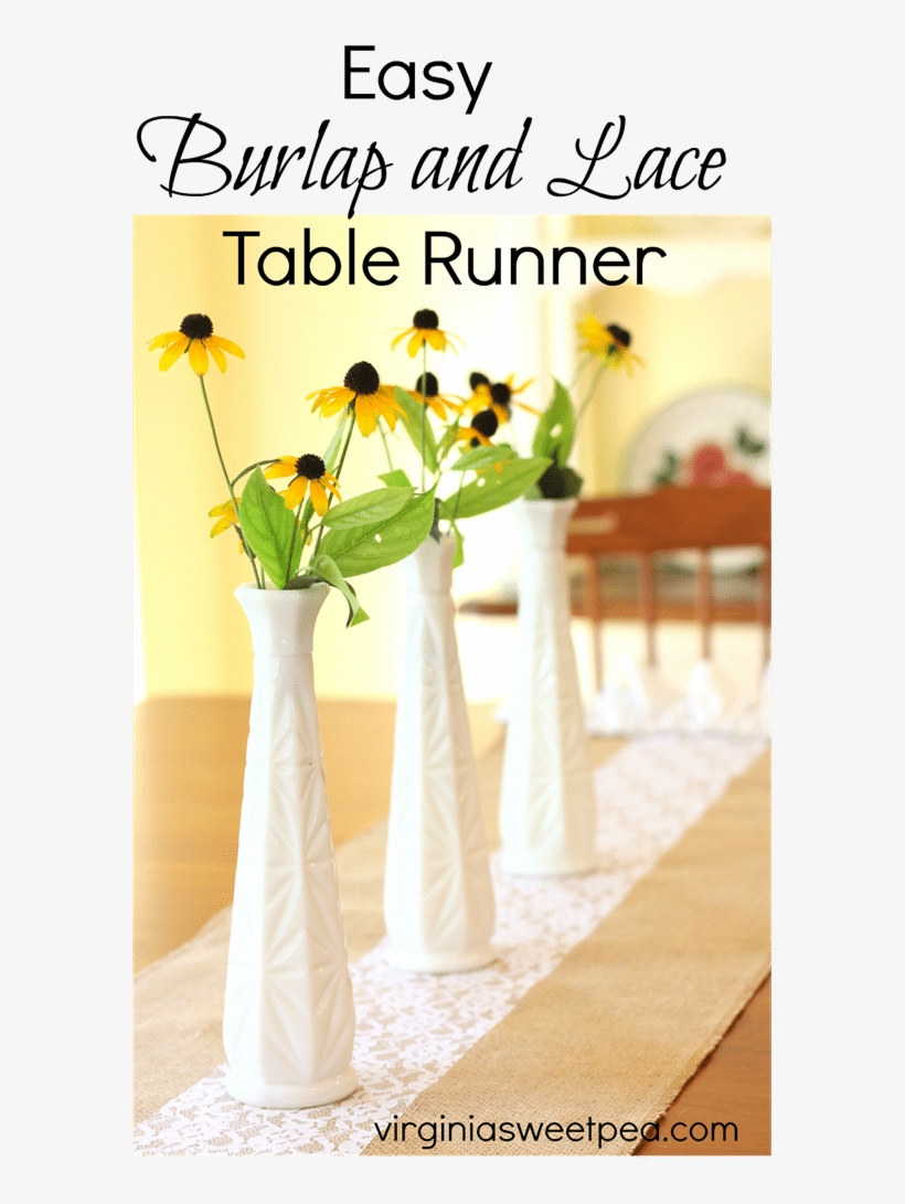 Make An Easy Burlap And Lace Table Runner Embellished - Centrepiece, transparent png download