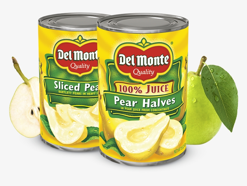 Sliced Pears - Del Monte 100% Juice, Pear Halves - 15 Oz Can, transparent png download