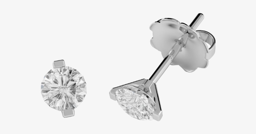 Diamond Stud Earrings In 18ct White Gold With Round - Diamond Stud Earrings Setting, transparent png download