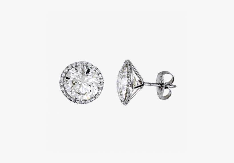 Description - Diamond Stud Earrings With Pave Setting, transparent png download