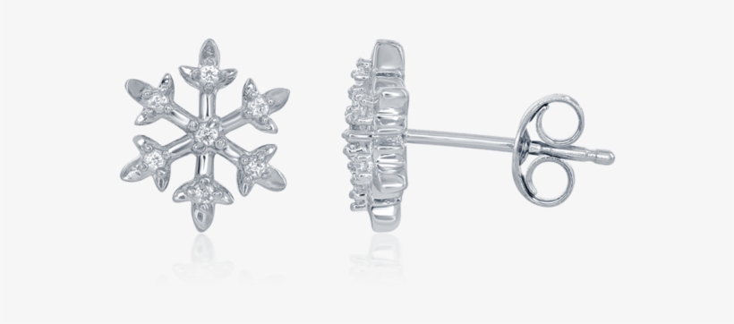 Elsa Frozen Snowflake Diamond Stud Earrings In Sterling - Elsa Snowflake Diamond Stud Earrings, transparent png download