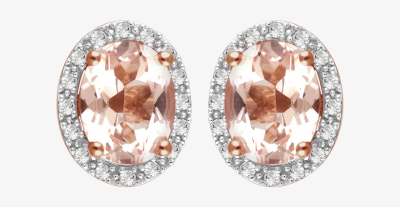 14k Rose Gold Morganite And Diamond Stud Earrings - Jewelmak. 14k Rose Gold Morganite And Diamond Earrings, transparent png download