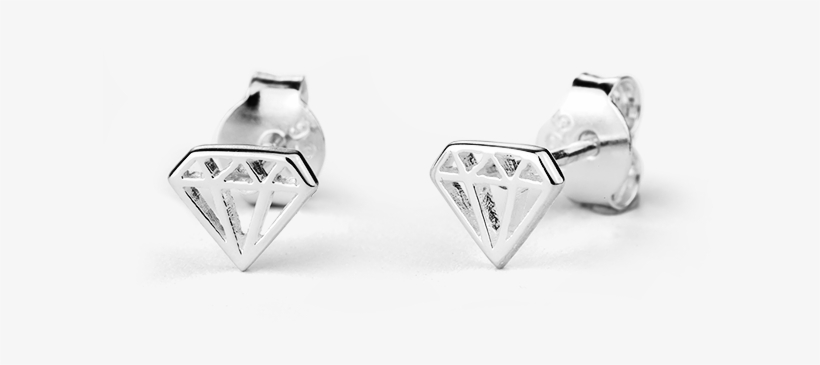 Diamond Stow Silver Stud Earrings - Earrings, transparent png download
