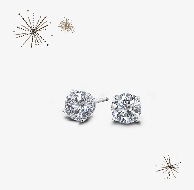 Round Brilliant Diamond Earrings - Diamond Stud Earring Png, transparent png download