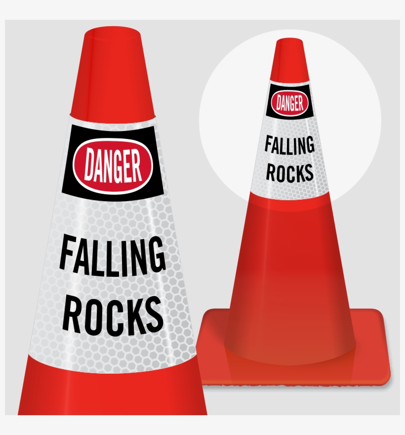 Danger Falling Rocks Cone Collar - Parking Space Clip Art, transparent png download