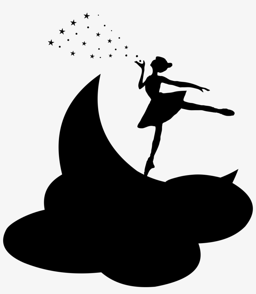 Moon And Stars Silhouette Clipart - Ballerina On The Moon, transparent png download