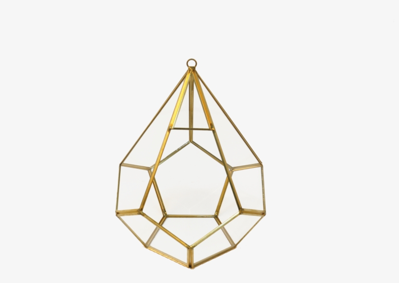 Hanging Diamond Teardrop Shape Gold Plant Terrarium - Plant Terrarium, transparent png download