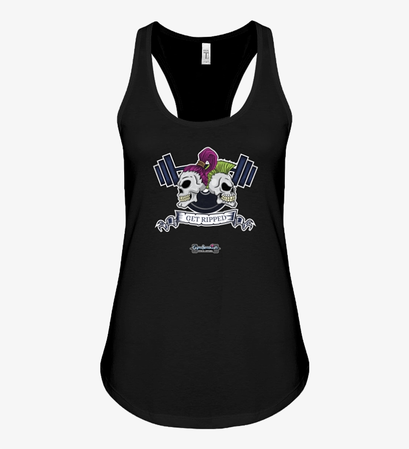 Get Ripped Skulls And Barbell Fitness Tank Top - Active Tank, transparent png download