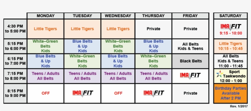 Ima Woodbridge Class Schedule 01 - Classes Schedule, transparent png download