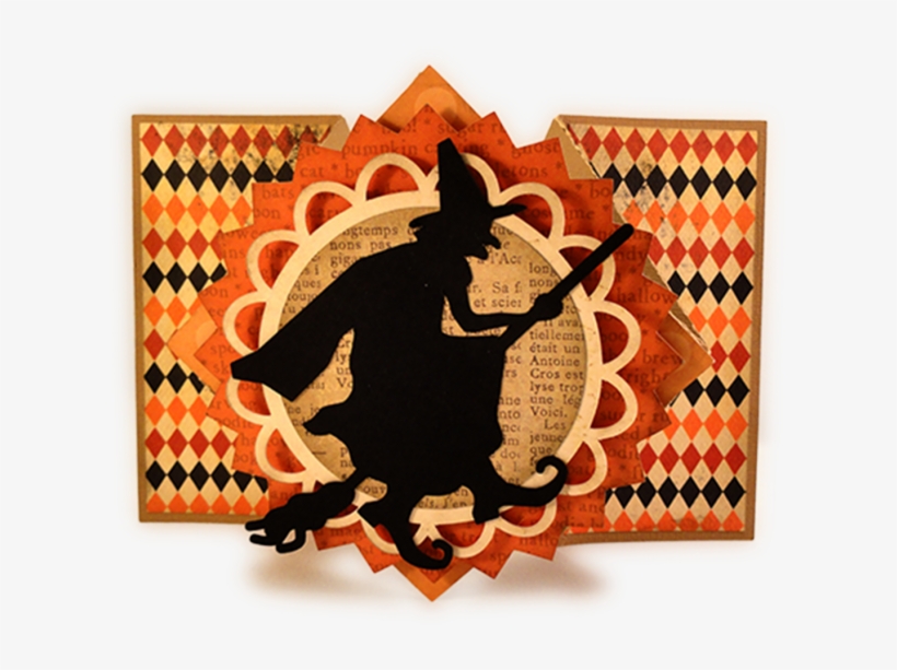 Witch Double Diamond Fold Card - Silhouette, transparent png download