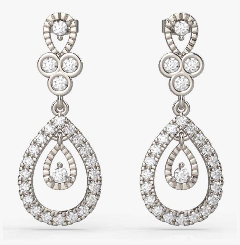 Diamond Earrings With Teardrop-shaped Design - Earring, transparent png download