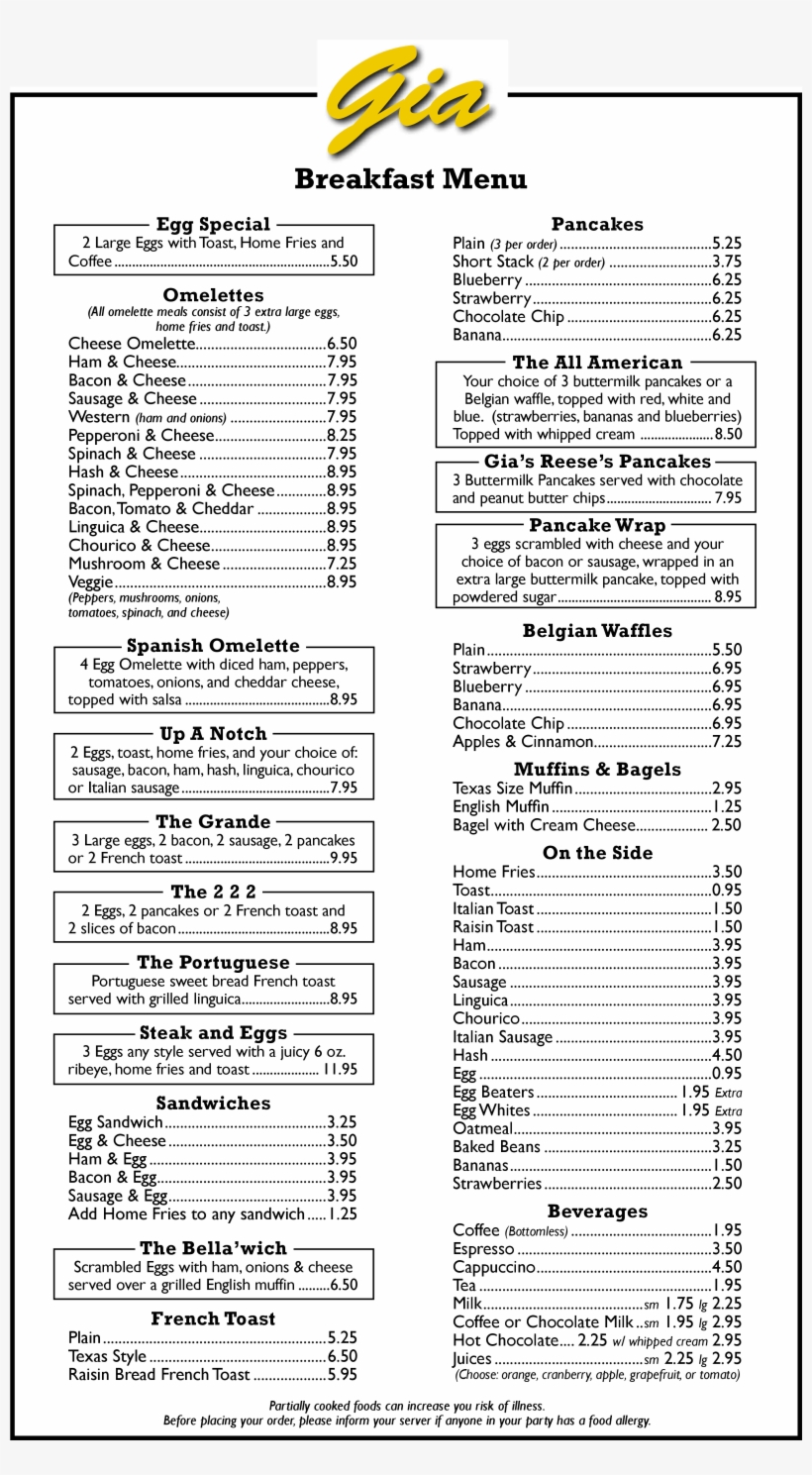 Gia Ristorante Italiano, Uxbridge Menu - Portable Network Graphics, transparent png download