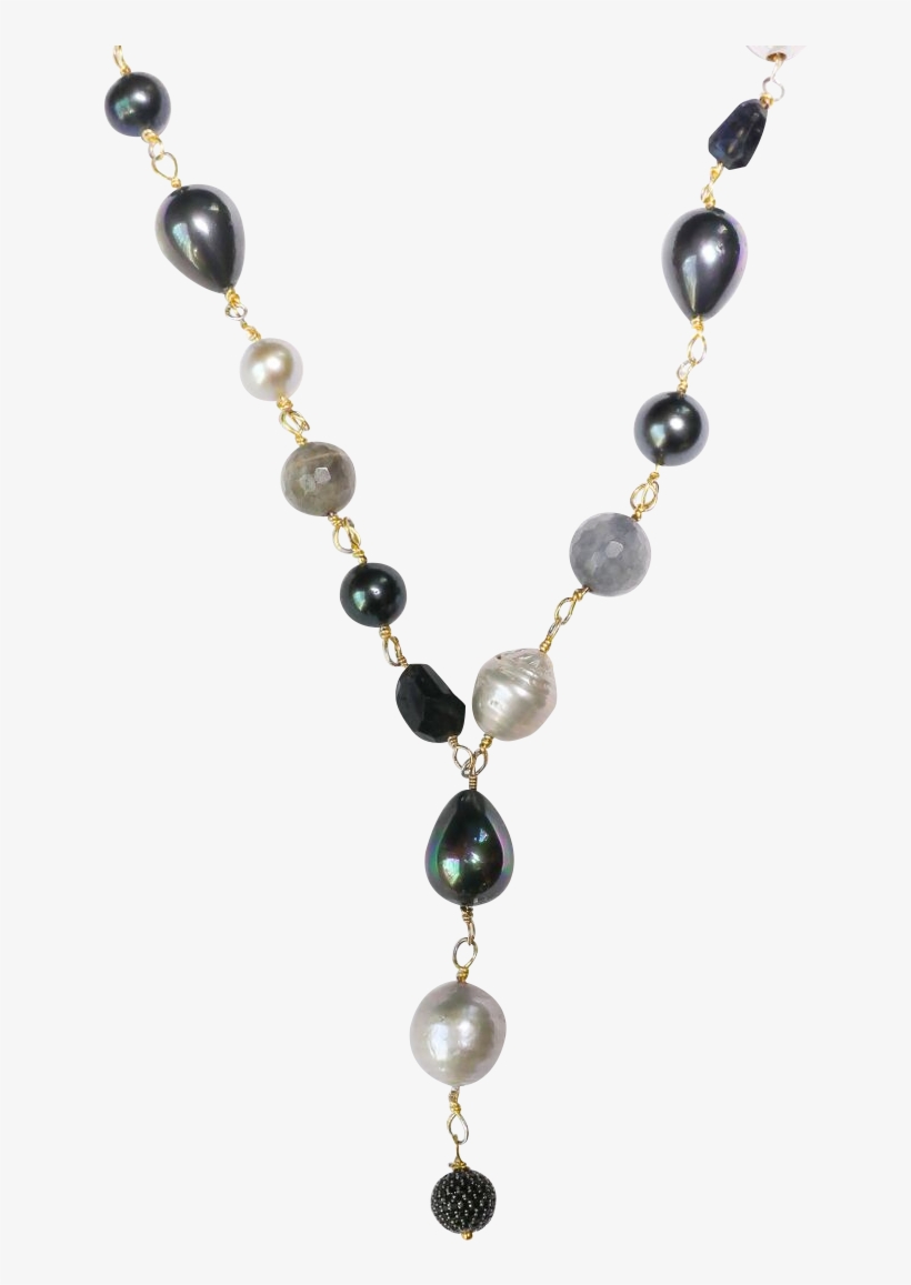 Large South Sea Grey Pearls, Labradorite, Black Sea - Necklace, transparent png download