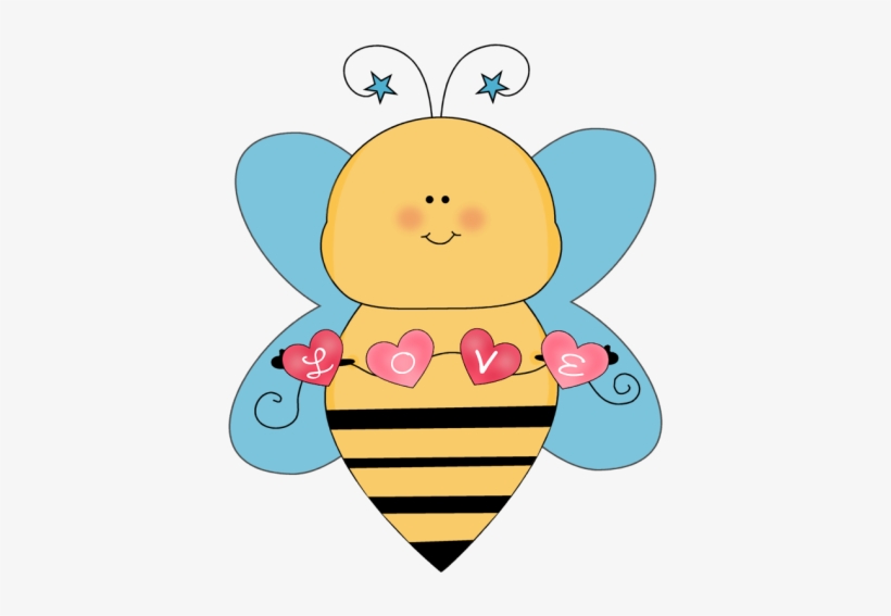 Blue Love Bee Clip Art - Love Bee Clipart, transparent png download