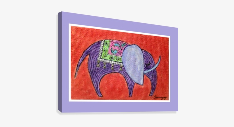 Pretty Pachyderm In Frame Canvas Print - Cross-stitch, transparent png download
