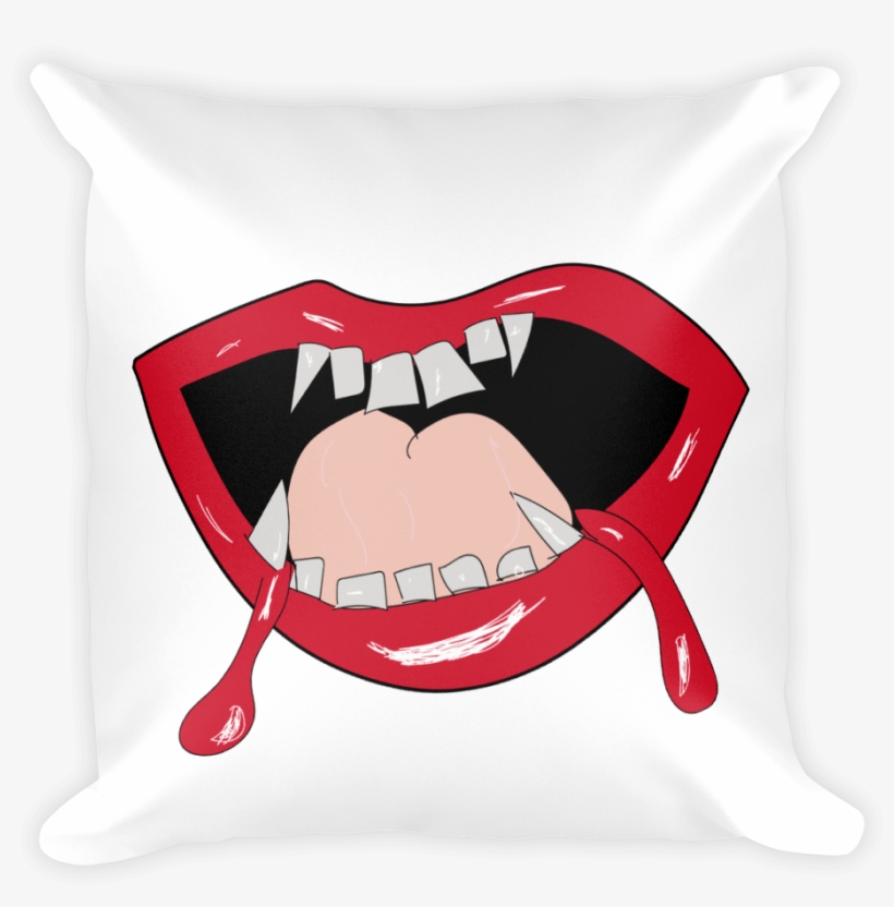 Vampire Lips Square Pillow - T-shirt, transparent png download