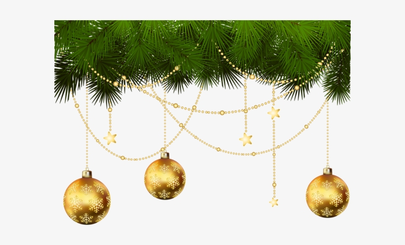 Pine Branches And Christmas Ornaments Transparent Png - Christmas Branches Transparent, transparent png download