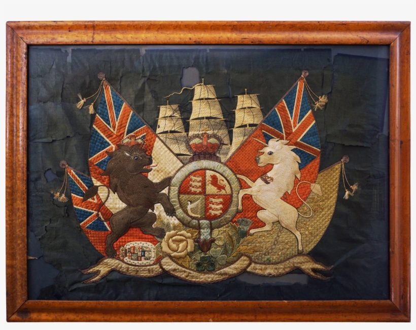 Embroidered Royal Coat Of Arms United Kingdom Lion, - Picture Frame, transparent png download