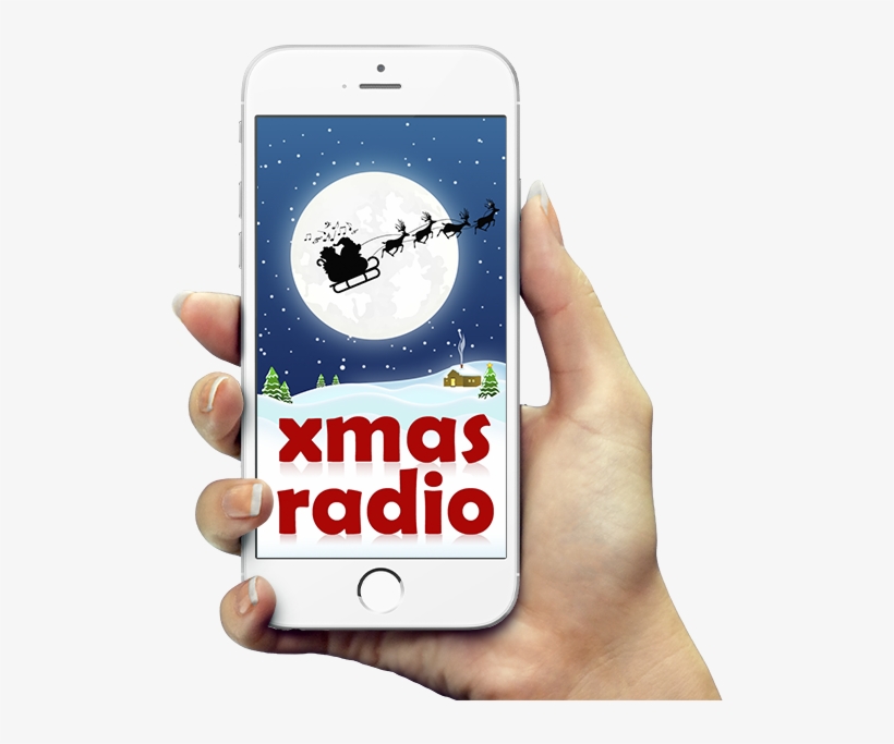Over 100 Unique Christmas Radio Stations With Xmas - Iphone 6 Mockup Hand Free, transparent png download