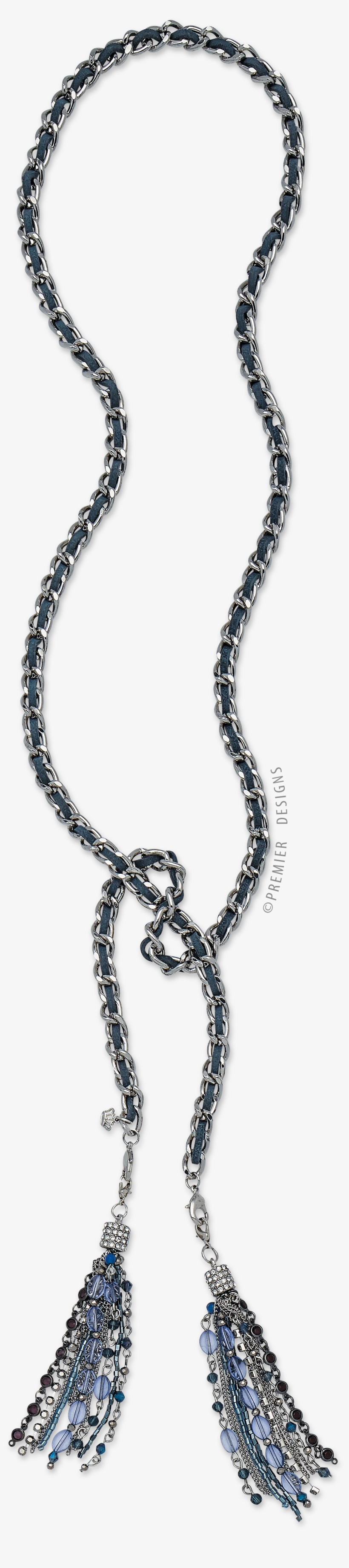 A Navy Suede Cord Woven Through Chain Links Offers - Necklace, transparent png download