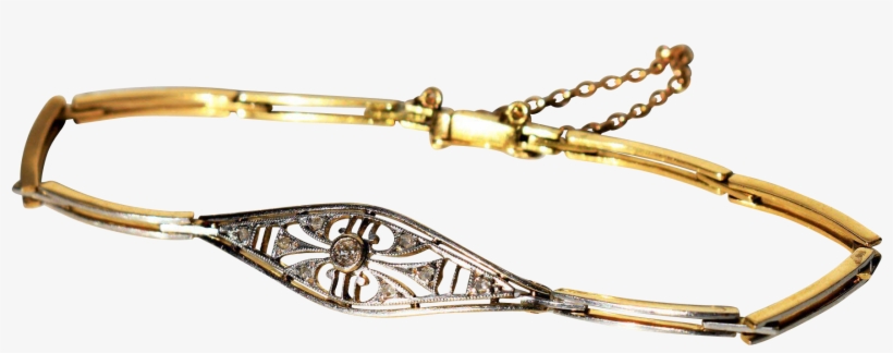 Vintage Solid Gold Art Deco Diamond Bracelet White - Body Jewelry, transparent png download