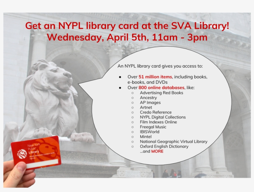 Flyer With A Photograph Of A Nypl Lion With A Speech - New York Public Library, transparent png download