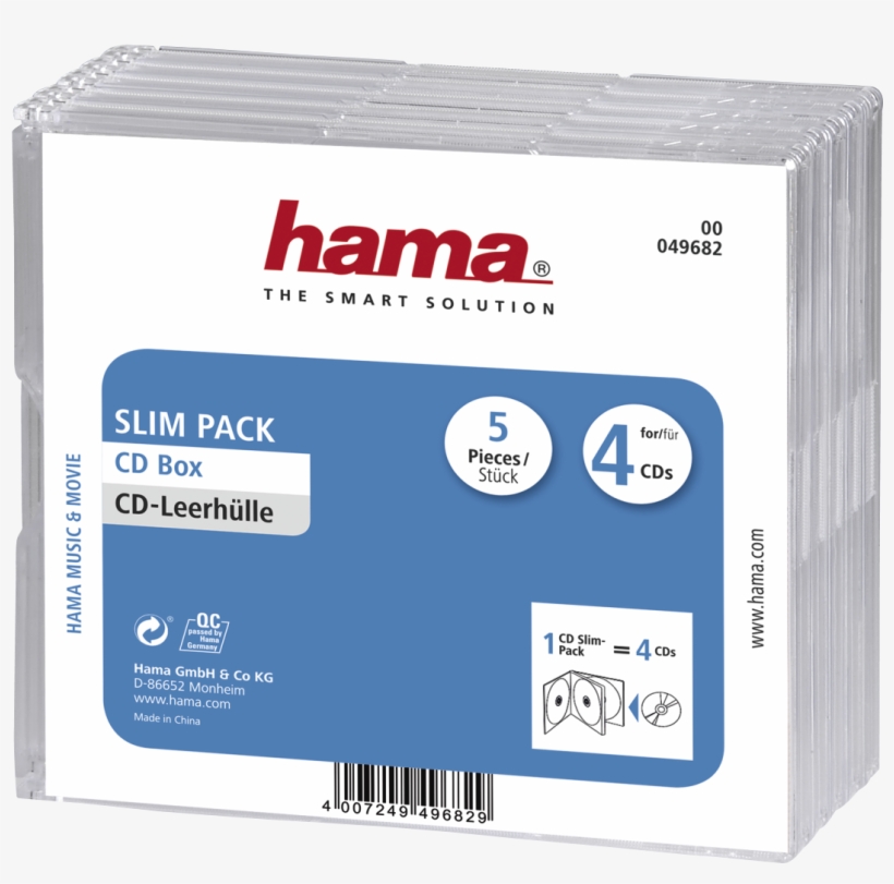Slimline 4 Cd Jewel Case, Transparent - Hama Slim Cd Dvd Blu-ray Blu Rayjewel Case Holds 4, transparent png download