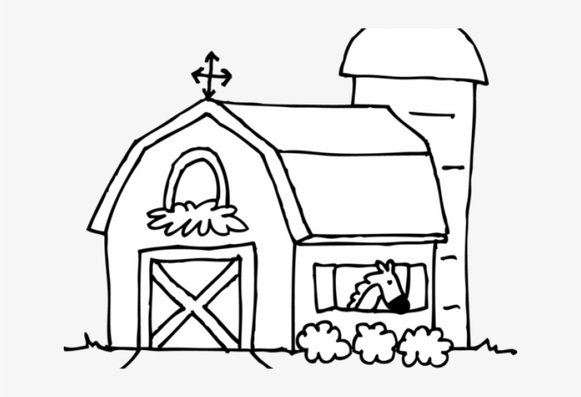 Ranch Clipart Horse Barn - Barn Clip Art Black And White, transparent png download