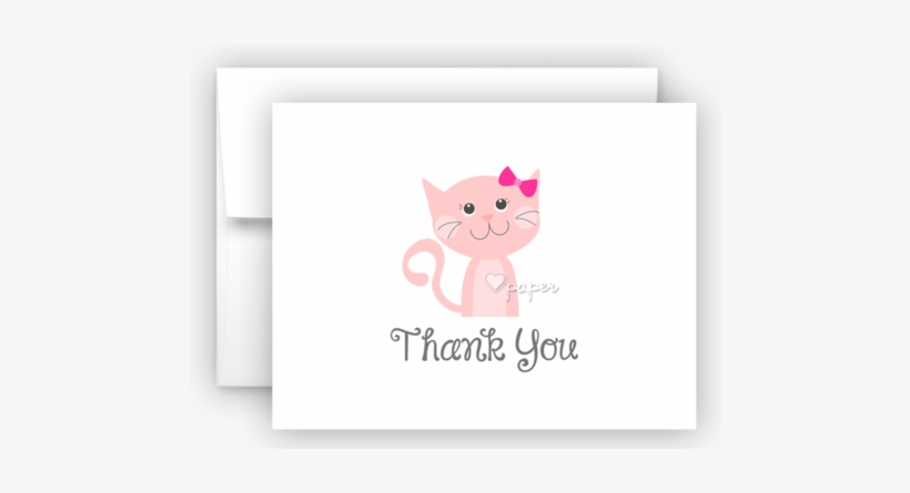 Pink Cat Thank You Cards Note Card Stationery • Flat, - Cherry Thank You Card, transparent png download