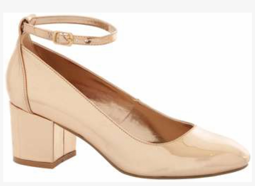 Gold - *london Rebel Block Heel Ankle Strap Shoes, transparent png download