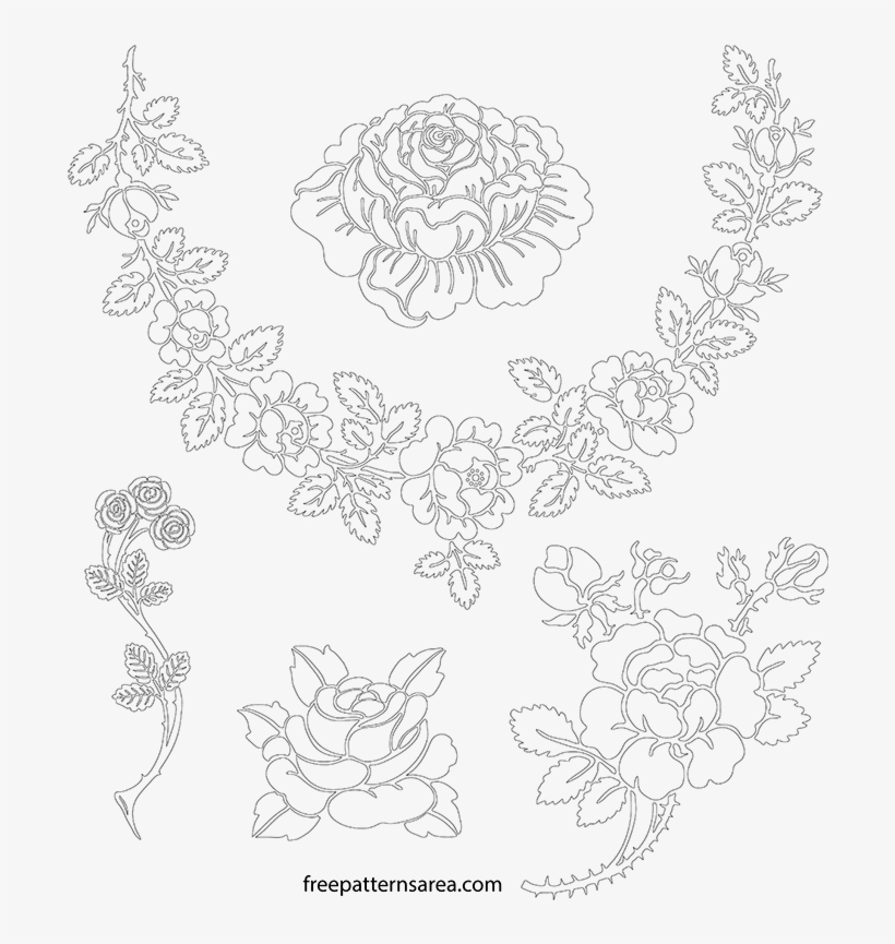 Printable Rose Stencil Outline Template - Stencil, transparent png download