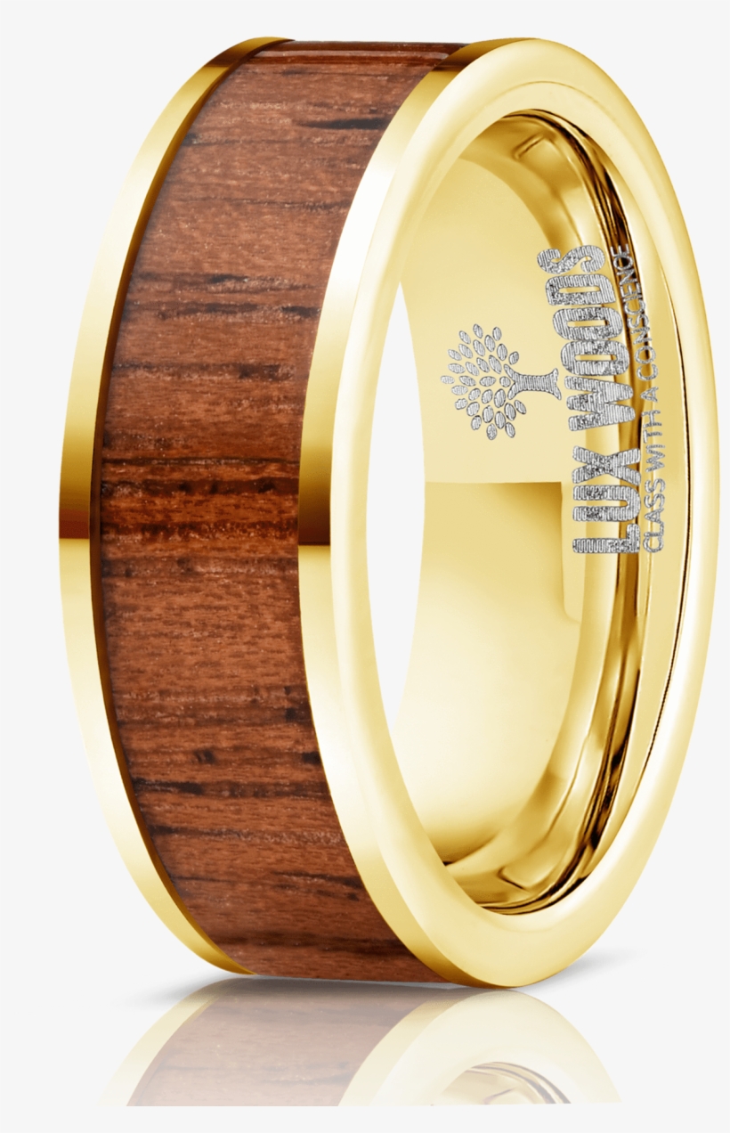 Wood Ring Yellow Gold Electroplated Finish Tungsten - Colored Gold, transparent png download