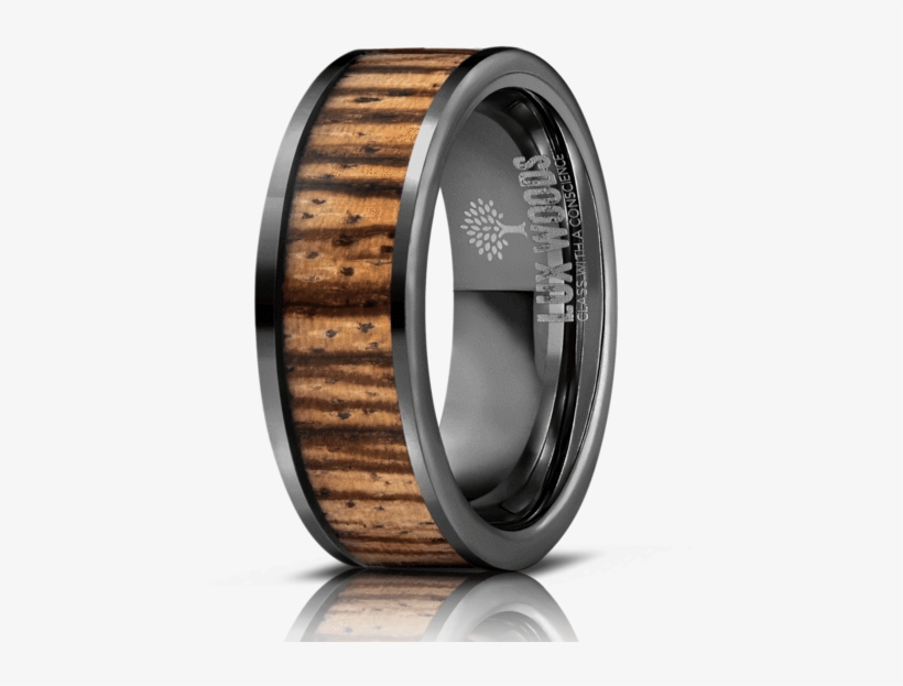 Wood Ring Gunmetal Electroplated Finish Tungsten Carbide - Ring, transparent png download