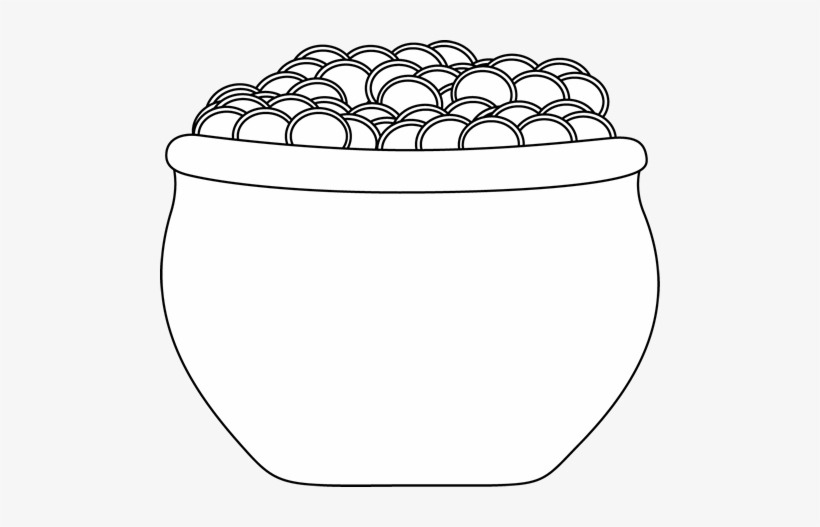 Black And White Pot Of Gold Clip Art - Pot Of Gold Clipart Black And