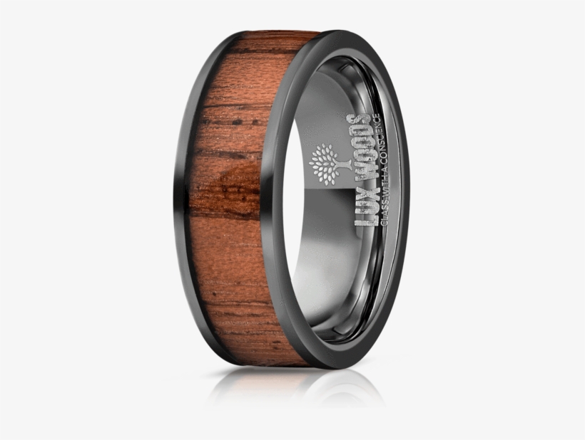 Wood Ring Black Electroplated Finish Tungsten Carbide - Titanium Ring, transparent png download