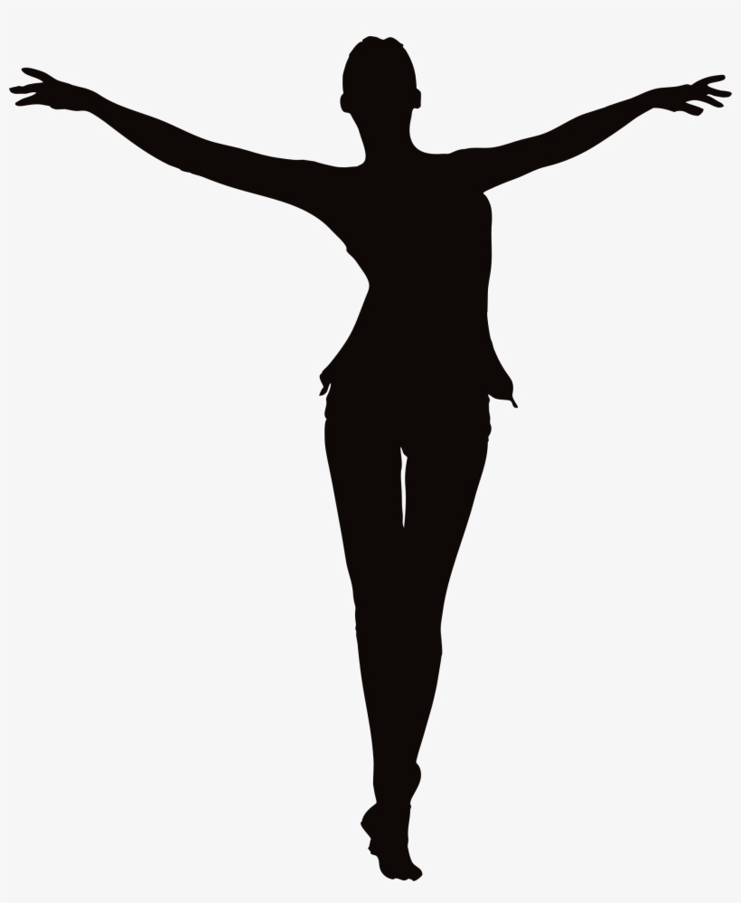 Female Figure Arms Up Clipart - Woman Silhouette Arms Up, transparent png download