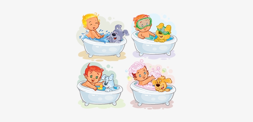 Clip Art Illustrations Of Little Kids And Their Dogs, - Child, transparent png download