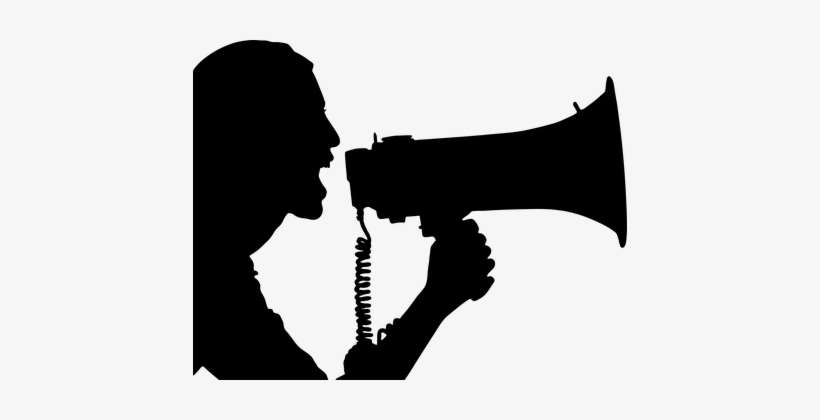 Bullhorn Communication Female Girl Human M - Shadow Person With A Megaphone, transparent png download