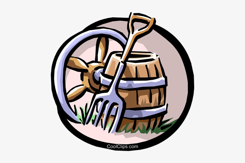 Wagon Wheel, Pitchfork And Barrel Royalty Free Vector - Wagon Wheel Clipart, transparent png download