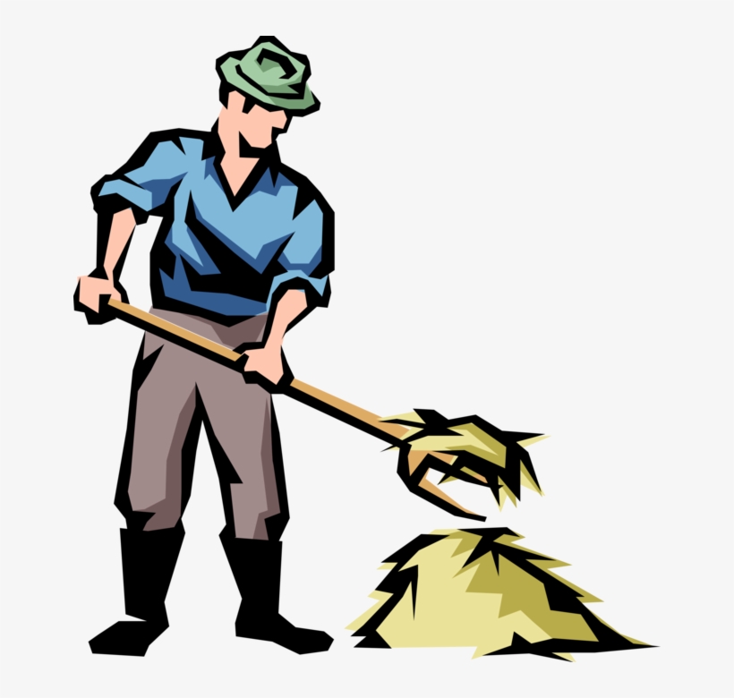 Download Vector Illustration Of Farmer With Pitchfork And Hay - Work On ...