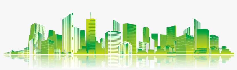 City Cityscape Horizon Line Drawing Sketch Free - Green, transparent png download