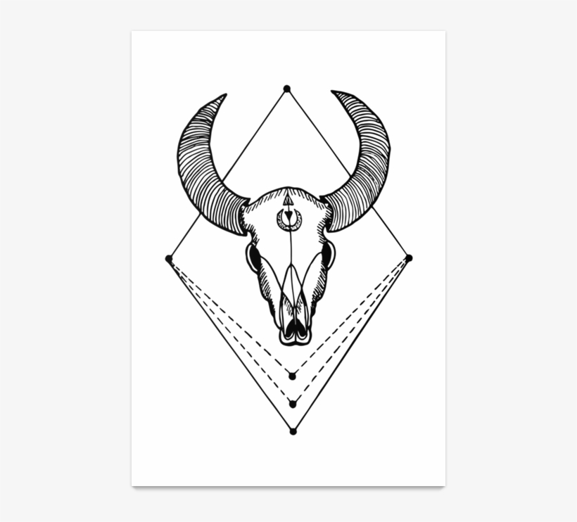 Poster Bull Skull De Drica Gonzalez Andrade Na - Skull, transparent png download