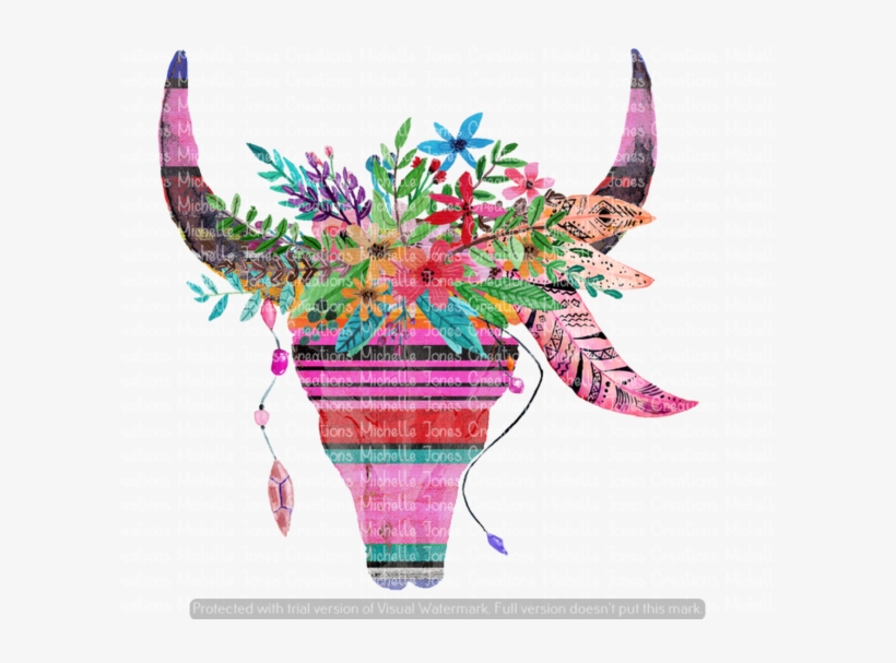Serape Bull Skull - Tee Mandala, transparent png download