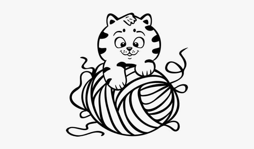Download Cat With A Ball Of Wool Coloring Page Coloringcrew - Drawing ...