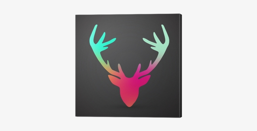 Deer Head Silhouette, Colorful Design, Vector Illustration - Jeleń Obraz, transparent png download