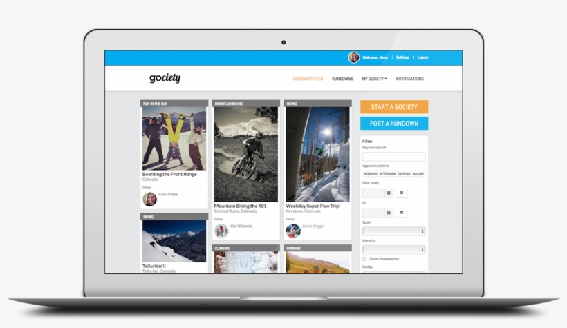 Gociety Site Mockup - Social Network Website Mockup, transparent png download