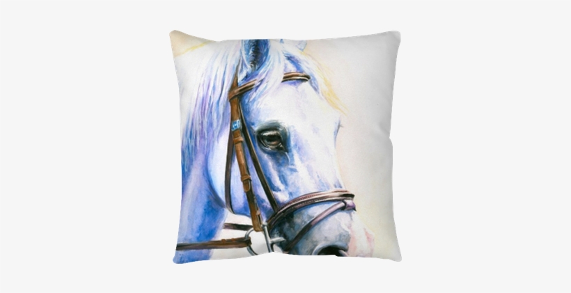 Gray Horse Watercolor Painted - Designart 'blue Horse With Bridle' Painting Print, transparent png download